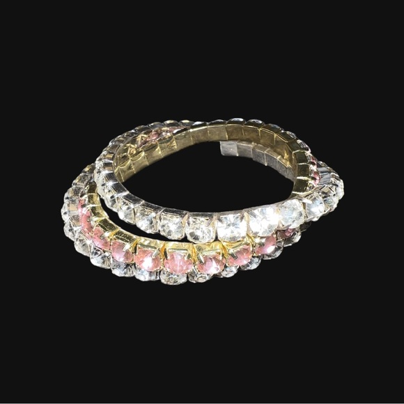- TRIPLE STACK PINK AND WHITE RHINESTONE BRACELETS WITH STRETCH - Picture 6 of 11